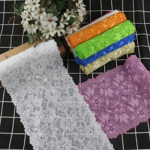 1Meter Elastic Floral Lace Ribbon DIY Crafts Home Textile Lace Tape 16cm Wide Dress Clothing Top Decoration White Lace Trimming