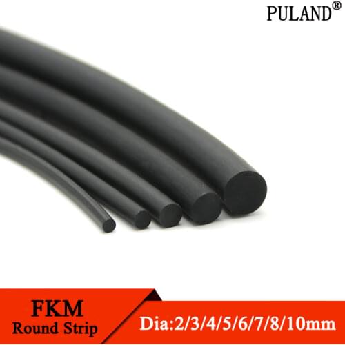 Diameter2,3,4,5,6,7,8,10,2.5,3.5mm x 1m Length Fluoride Rubber Solid Strip Type O,Round Bar Seal Not Foaming Black Color