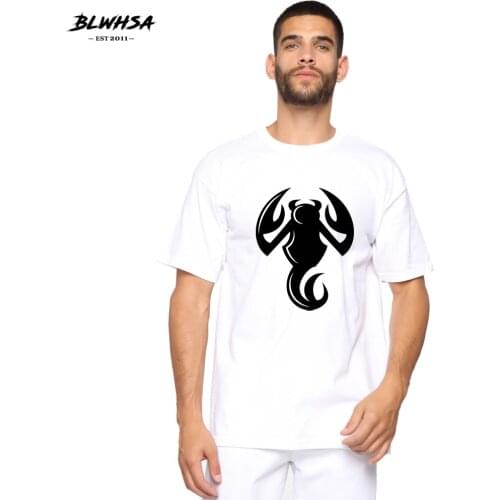 BLWHSA Devil Scorpio Printed T Shirt Men Casual Cotton Short Sleeve Summer T-shirt Devil Scorpio Printed Men Plus Tops