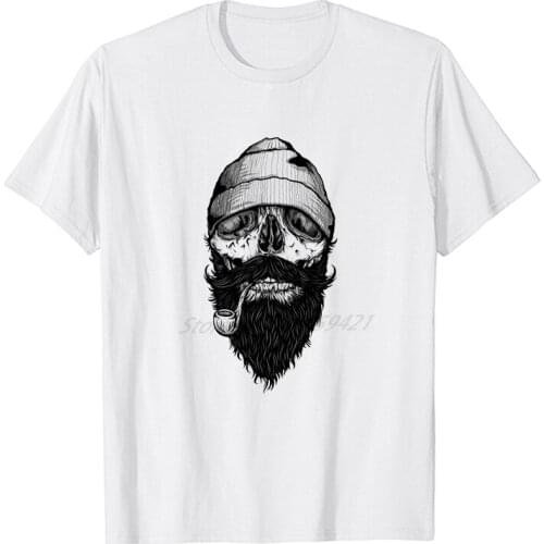 Mens Summer Oversized T-shirt Beard Skull Bone Sailor Pirate cool Retro Tee Streetwear Men clothing