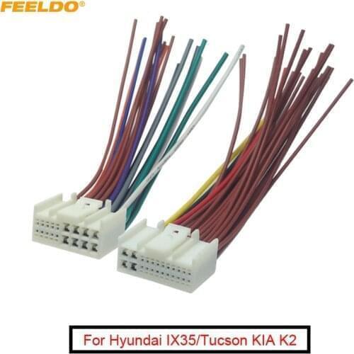 FEELDO 10Pair Car Audio Radio ISO Power Cable Adapter For Hyundai IX35/Tucson KIA K2/K3/K5/Sportage R Power Wire Harness