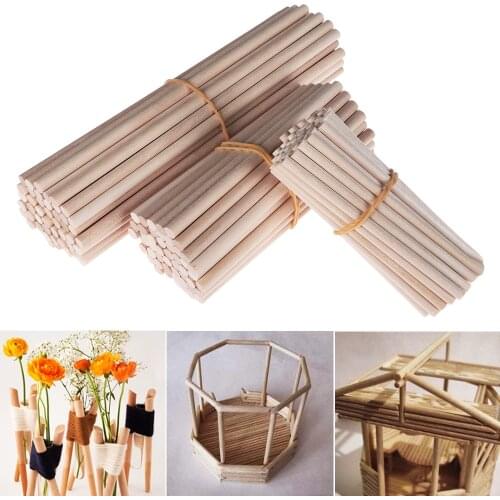 50PCS Pine Round Wooden Rods counting Sticks Educational Toys Premium Durable Dowel Building Model Woodworking DIY Crafts