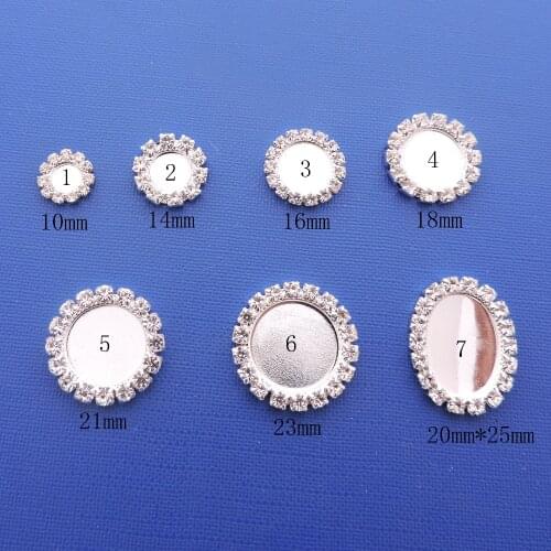 HOT 10PCS/Set Full size Silver Flat Back Rhinestone button Crystal Fitting DIY Wedding Invitation gail hair Flower Accessory