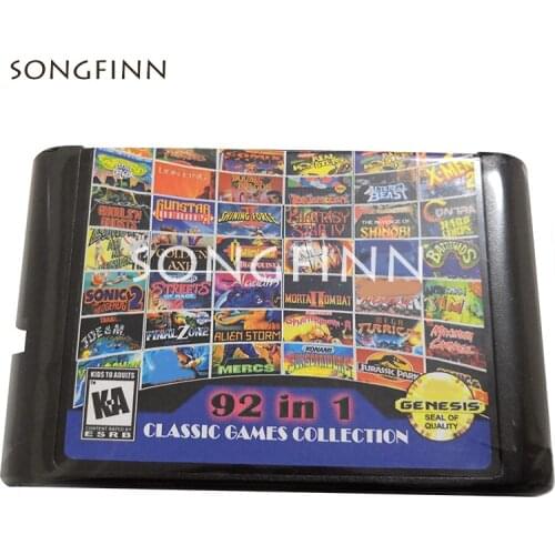 Best 92 in 1 Remix Game Cartridge for MD GENESIS MegaDrive Console for Sonic Contra Turrican Comix streets Rage Mortal Kombat