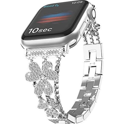 Classic Rose flower metal strap for Apple watch 6 5 4 3 SE 40mm 38mm 42mm Diamond replacement band for iwatch 6 SE 5 4 44mm 40mm