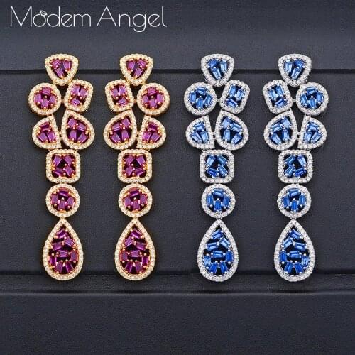 ModemAngel Charms Hot Trendy Drop Earring Women Full Mirco CZ Paved Cubic Zircon Wedding Fashion Jewelry