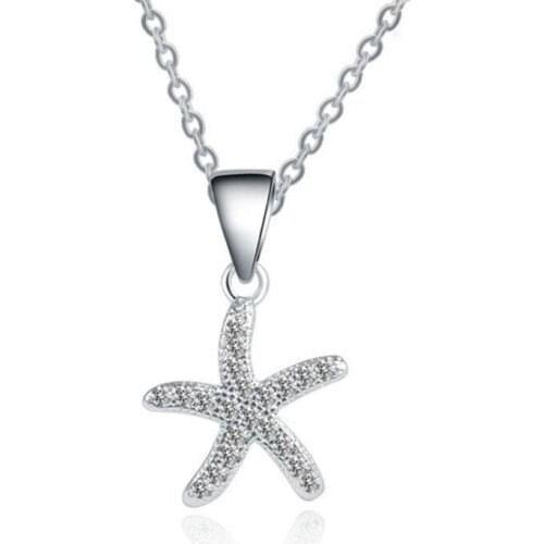 Everoyal Trendy Zircon Starfish Pendant Necklace For Women Jewelry Fashion Silver Plated Necklace Girls Choker Accessories