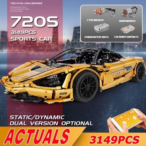 Mould King 13145 High-Tech Car Toys The MOC-46762 RC APP Motorized McLarens 720S Car Model Building Blocks Kids Christmas Gifts