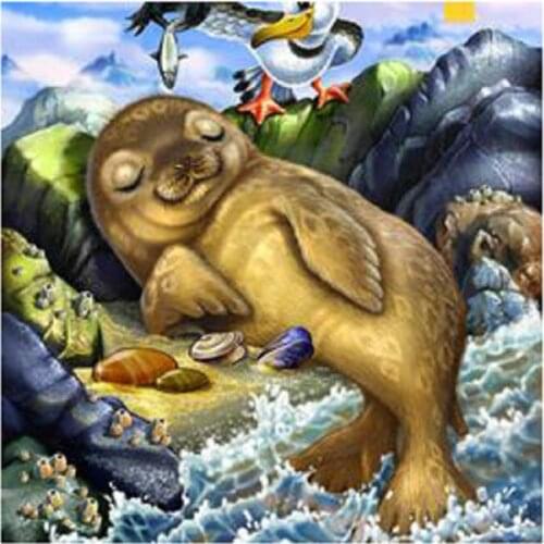 Cartoon seals and seagulls DIY Diamond Painting animal Full Diamond Embroidery Mom love baby Cross Stitch mosaic Home Decor