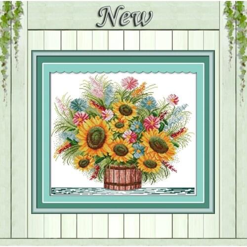 Flower home decor Sunflower crafts painting Counted Printed on canvas DMC 11CT 14CT Cross Stitch kits Needlework Sets embroidery