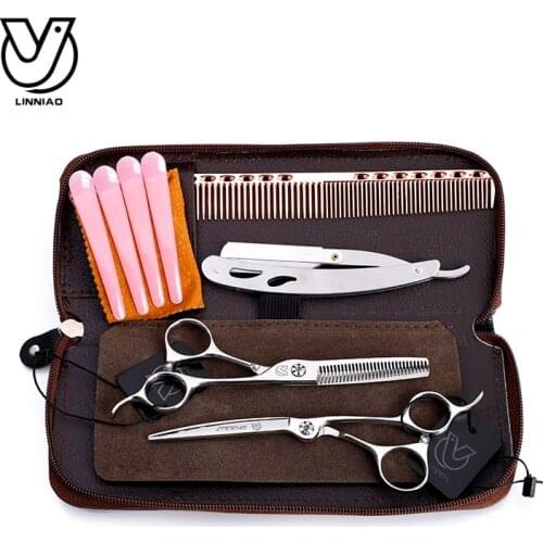 Custom Logo 6-Inch Salon Special Hairdressing Scissors Faucet Hairdresser Professional Modeling Tools Barber Scissors Set Razor