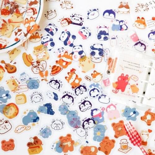 40pcs Cute Cartoon Little Animal Korea Stickers Hand Account Deco Stickers Bullet Journal Accessories Phone Stickers Aesthetic