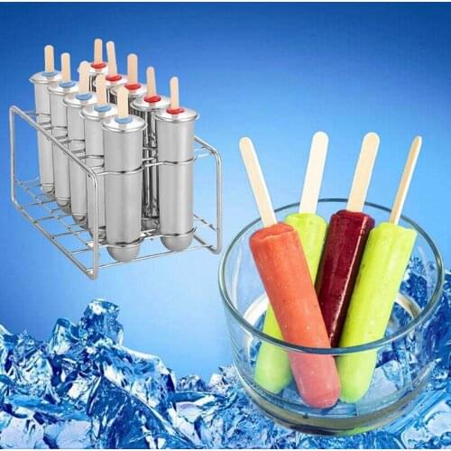 Stainless Steel sicle Molds Ice Cream Sticks Brush for Home DIY Fruit Innovative Ice Tube Molds 10 Molds
