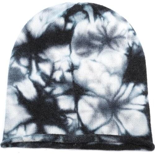 2020 New Boys Girls Tie Dye Beanie Black Pink Cashmere Winter Hat Men Women Warm Soft Knit Slouchy Beanie