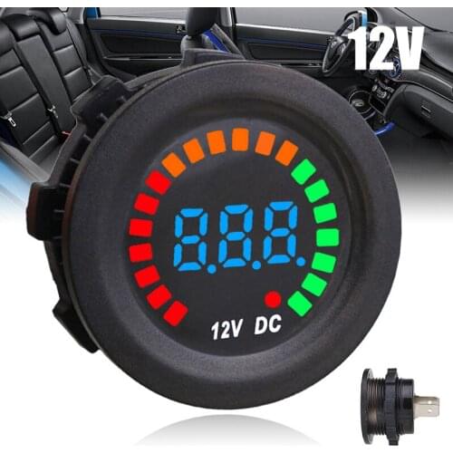 New Car Modified Voltmeter DC 12V LED Digital Voltage Meter 37mm Color Screen