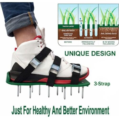 A Pair Lawn Aerator Shoes Sandals Grass Spikes Nail Cultivator Yard Garden Tool