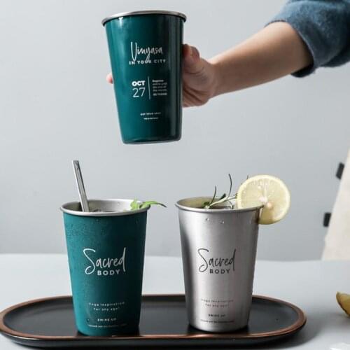 Stainless Steel Beer Cups 500ML Vacuum Insulated Household Office Bar Water Drinks Coffee Tumbler Tea Milk Mug Kitchen Drinkware