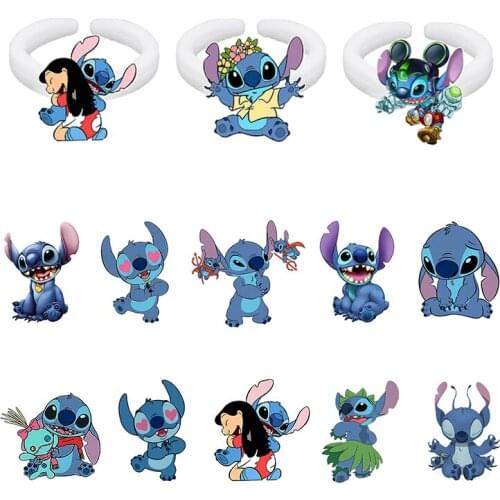 Disney Stitch Ring Classic Animation Character Cartoon Ring Stitch Play Shape Epoxy Resin Adjustable Ring Jewelry Accessories