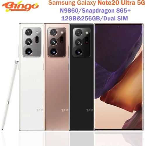 Samsung Galaxy Note 20 Ultra 5G Note20 N9860 Octa Core Snapdragon 865+ 6.9" Dual SIM 12GB&256GB 108MP&Dual 12MP Cell Phone NFC