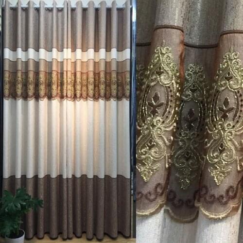 High-end Modern Simple Jacquard Curtains Wild Cotton and Linen Stitching High Shading Curtains for Living Room Bedroom