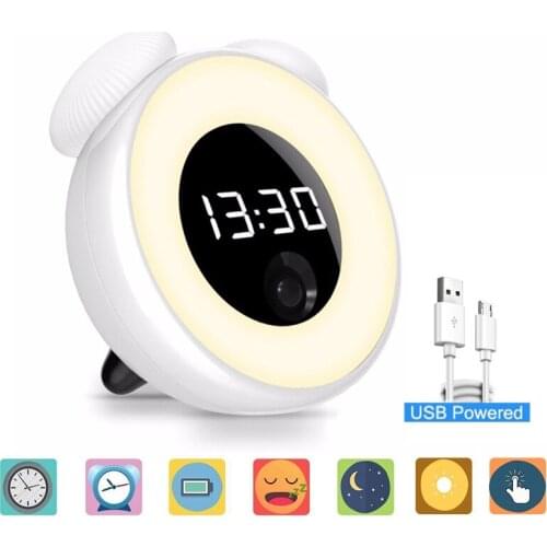 LED Digital Clock Wake Up Light Alarm Clock with Touch Sensor Table Bedside Lamp USB Rechargeable Smart Timing Sleep Clock