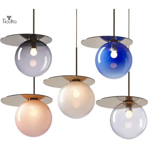 Tiooka New Design UFO Pendant-Light-Iron Denmark Colorful Glass Pendant Light Fixture 15/20cm Home LED Hanging Pendant Lights