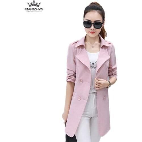 TNLNZHYN autumn Women clothing high-end Windbreaker overcoat Fashion lapel Loose Large size long Sleeve Female Trench coat QW14