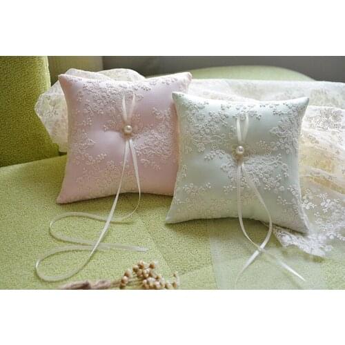 Top quality pink lace Wedding Supplies Ring Pillow flower Pincushion rings Cushion Festive Party DIY Decorations Various Size