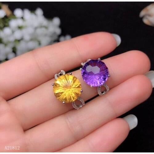 KJJEAXCMY boutique jewelry High-quality jewelry 926 pure silver inlaid Amethyst Citrine female ring support detection