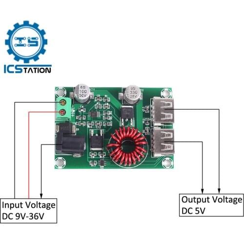 Dual USB 5V 3A*2 Phone Battery Charger PCB Power Module Accessories Mobile Power Bank Step Down Buck Converter DC 9-36V Input