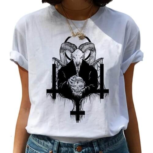Satan T Shirt Demon Death Women Female Scary Evil Satanism Grim Reaper Baphomet Horror T-shirt Satanist Tshirt Top Tee Clothes