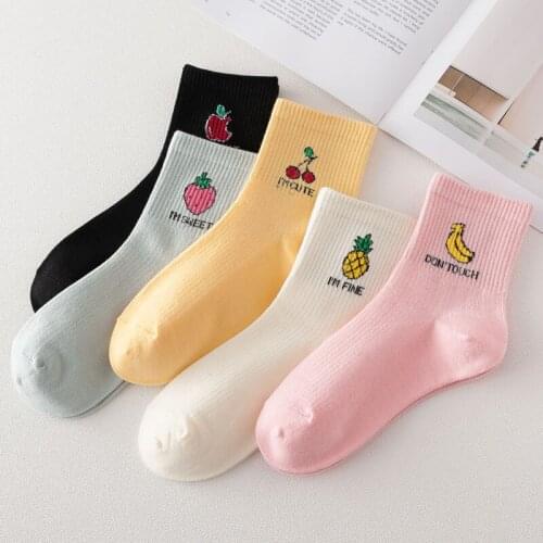 Ladys Casual socks Cotton Leisure Wear Girls Home Clothing and Female short sock Cartoon Fruit breathable sock Gift Pure Sock