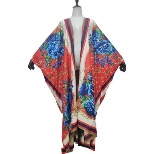 Malaysia 2021 Summer Bohemian Beach Sundress Silk Kaftan Clothes For Women Traditional African Muslim Women Robe Kimono