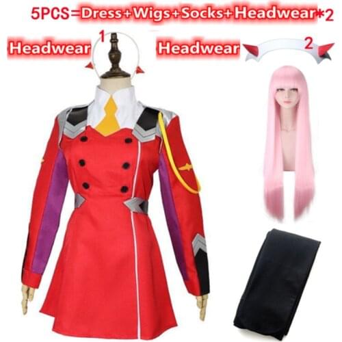 02 Zero Two Cosplay Costume National Team DARLING in the FRANXX Ladies Cosplay Costume DFXX Women Full Sets Dress Headdress Wigs