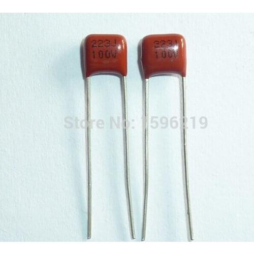 100pcs CBB capacitor 223 100V 223J 0.022uF 22nF P5 CL21x Metallized Polypropylene Film Capacitor