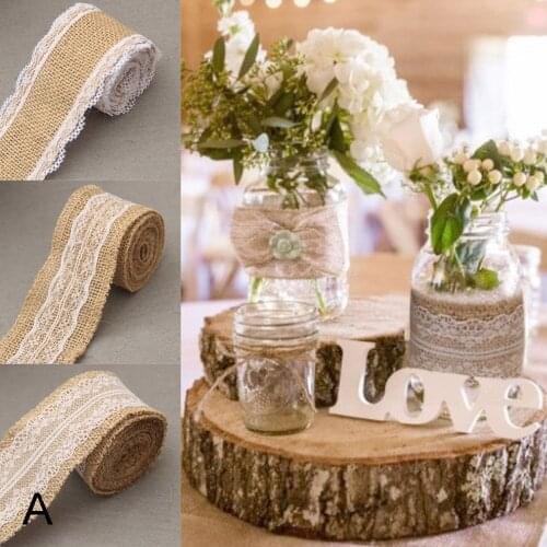 3PCS 2M Elegant Burlap cotton Lace Ribbon Rolls laces trim material DIY Clothing Curtain Bridal Wedding fabric for patchwork