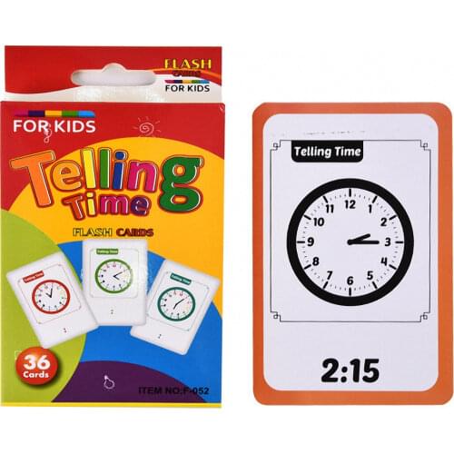 36Pcs/Set Kids Telling Time Flash Cards Montessori Toy Children Alarm Clock Time Cognition Memory Education Toy Teaching Aids