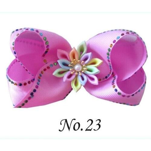 50 BLESSING Girl Rhinestone Rainbow 4.5" Diamond ABC Hair Bow Clip Flower