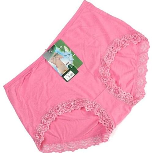 6Pcs/lot New womens bamboo fiber underwear ladys lace briefs plus size lingerie Briefs XXL