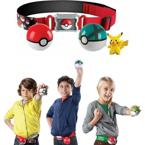 TAKARA TOMY Anime Toys Charizard Pikachu Figurine Pokemon GO Carry Poke Ball Models Belt Set PVC Action Figure Toys Kids Gifts