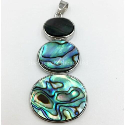 Free Shipping Fashion Jewelry 27x58mm New Zealand Ablone Shell Oval Art Women Pendant Bead 1pcs C6683