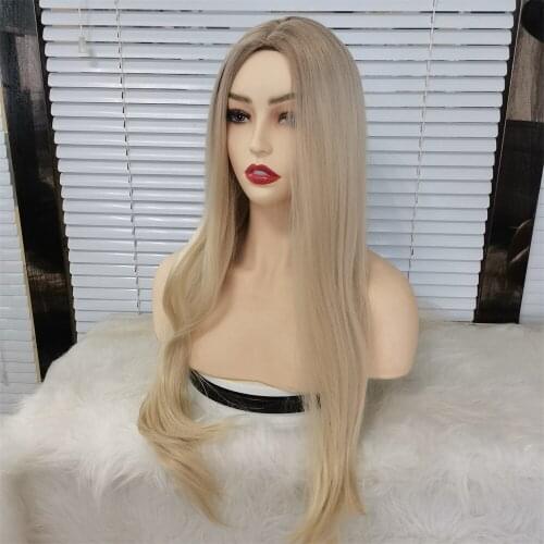 Long Straight Ombre Colored Synthetic Full Machine Wigs For Women With Natural Hairline Heat Resistant Fiber Hair Daily Use