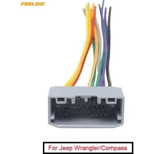 FEELDO 10Pcs Car Stereo Wiring Harness Adapter Female Plug For Jeep Wrangler/Compass OEM Factory Audio Wire Cable#2890