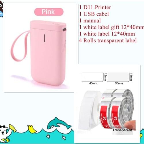 Cabel Label Printer Thermal Sticker Barcode QR code Label Printer inkless Portable Pocket Mobile Phone Android iOS Printer D11