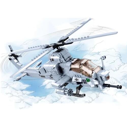 Military King of Jaeger Models AH-1Z VIPER Gunship Armed Helicopter Fighter Building Blocks Kit Bricks Classic Model Kids Toys