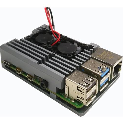 Raspberry Pi 4 Model B Dual Fans CNC Aluminum Alloy Case Metal 4 Color Armor Shell with Heat Sinks for Raspberry Pi 4B