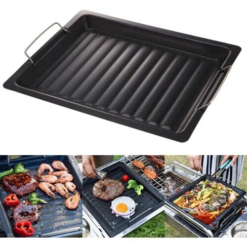 BBQ Grill Basket Vegetable Meat Holder Anti-rust Roasting Tin Barbecue Pan Tool