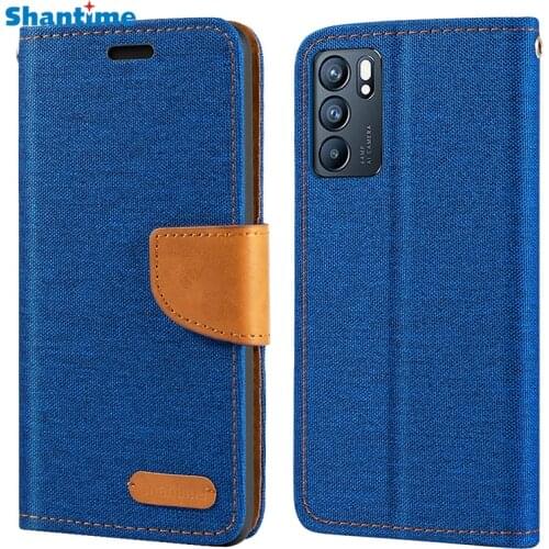 Oxford Leather Wallet Case For OPPO Reno 6 5G With TPU Soft Back Cover Magnet Flip Case For OPPO Reno 6 5G