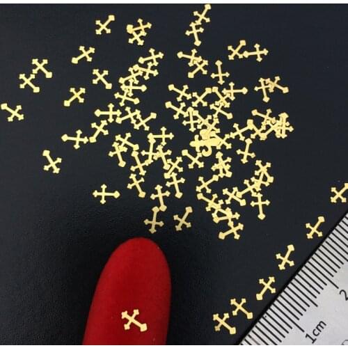 Cross Nail Art Supply Pretty Nail Decals 100pcs Metal Stud Rivet Charms DIY Manicure Crosses Gel Nail Art Decorations