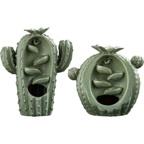 Cactus Incense Burner, Backflow Incense Censer Ceramic Incense Holder Stand for Teahouse Office Home Ornaments Decoration